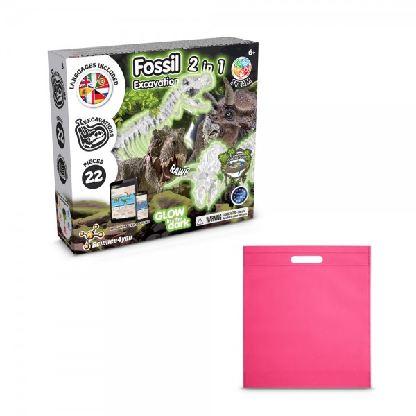 2 in 1 Fossil Excavation Kit IV. Gioco educativo fornito con un sacchetto regalo in tessuto non tessuto (80 g/m²)