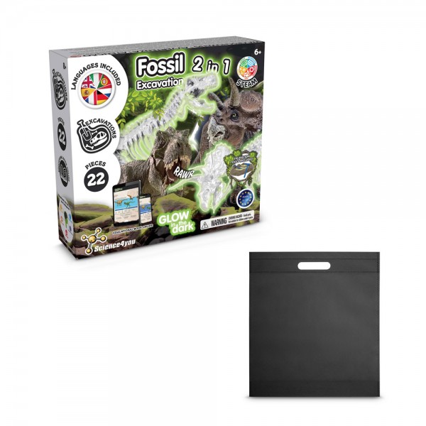 2 in 1 Fossil Excavation Kit IV. Gioco educativo fornito con un sacchetto regalo in tessuto non tessuto (80 g/m²)