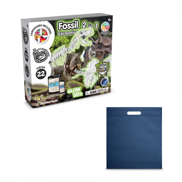 2 in 1 Fossil Excavation Kit IV. Gioco educativo fornito con un sacchetto regalo in tessuto non tessuto (80 g/m²)