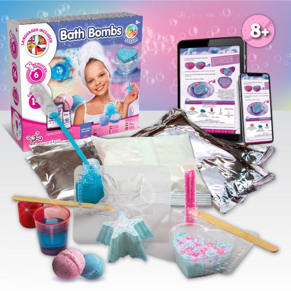 Bath Bombs Kit II. Giocattolo educativo fornito con un sacchetto regalo in carta kraft (90 g/m²), realizzato con materiale certificato FSC™ e altri materiali controllati
