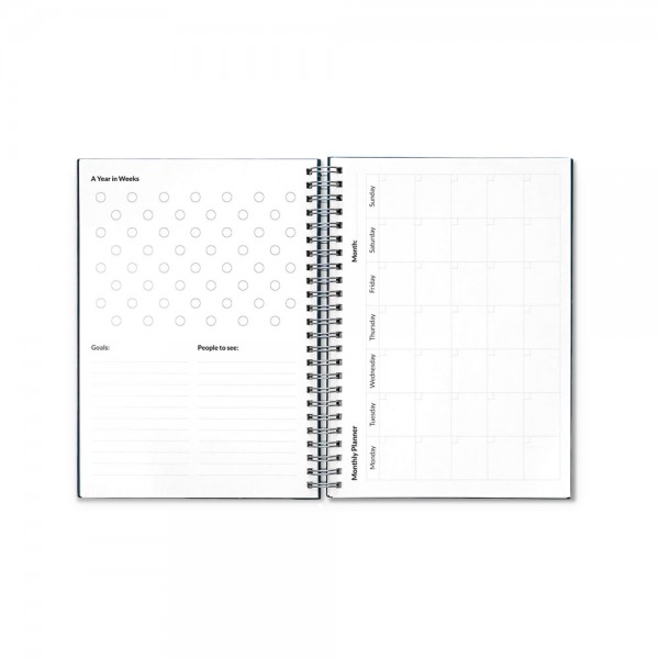 STARTER KIT INFINITE PLANNER A5. Il set include un "Infinity Diary", un kit di pulizia, un pennarello e un porta pennarello