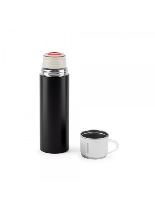 COMANECI. Borraccia in acciaio inox con doppia parete (90% riciclato) con finitura opaca 490 mL - Nero