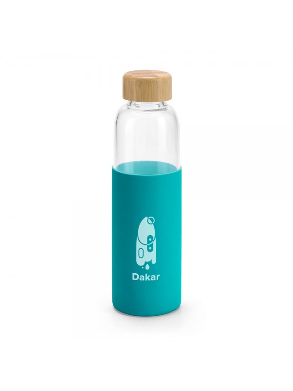 DAKAR. Borraccia in vetro borosilicato e bambù 600 mL - Nero